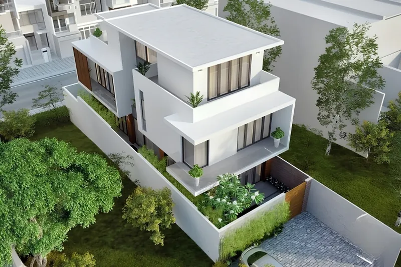 Mái bằng bê tông cốt thép có khả năng chịu lực tốt, độ bền cao và mang đến vẻ đẹp hiện đại cho biệt thự, nhà phố.