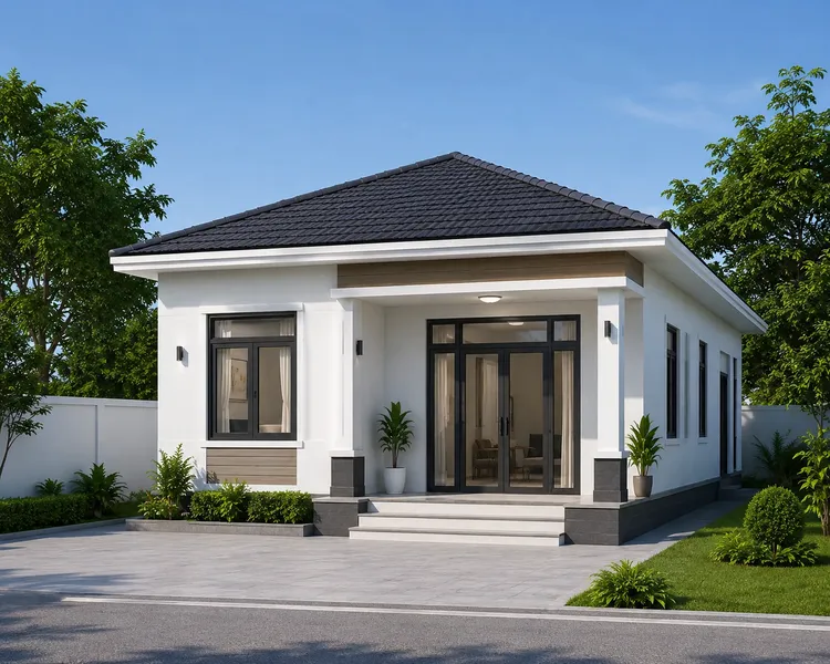 Mẫu nhà cấp 4 đơn giản 80m² với 3 phòng ngủ được thiết kế tối ưu công năng, hiện đại và sang trọng, phù hợp cho gia đình đông thành viên.