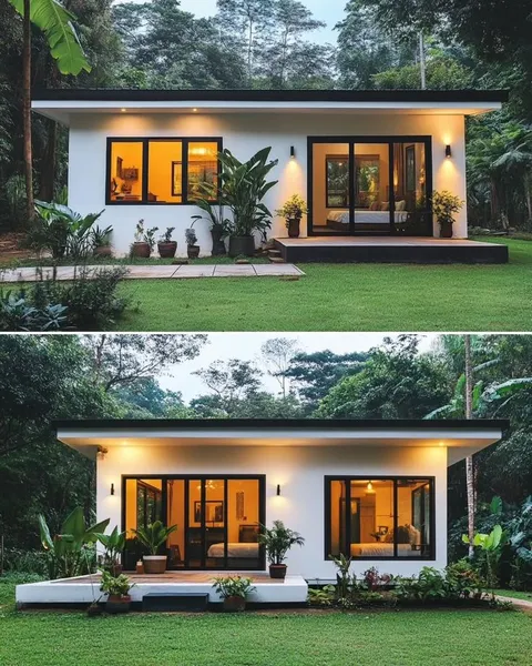 Mẫu nhà cấp 4 mái bằng phong cách nghỉ dưỡng sân vườn giữa thiên nhiên