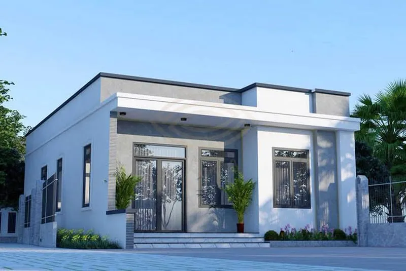 Mẫu thiết kế nhà cấp 4 mái bằng hiện đại tối giản mặt tiền đẹp