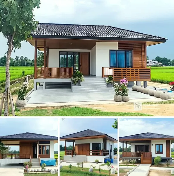 Thực tế mẫu nhà cấp 4 mái Nhật sân vườn phong cách nghỉ dưỡng hiện đại