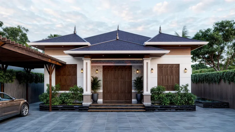 Thiết kế nhà cấp 4 phong cách hiện đại với mái Nhật đẳng cấp và sang trọng