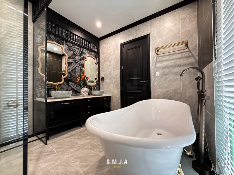 Thiết kế nội thất phòng tắm phong cách Đông Dương Indochine