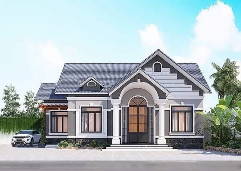 Phối cảnh mặt tiền nhà cấp 4 có 4 phòng ngủ