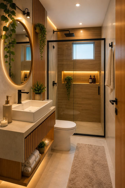 Mẫu Nhà Vệ Sinh Phong Cách Tropical Gỗ Ấm Cúng Và Xanh Mát