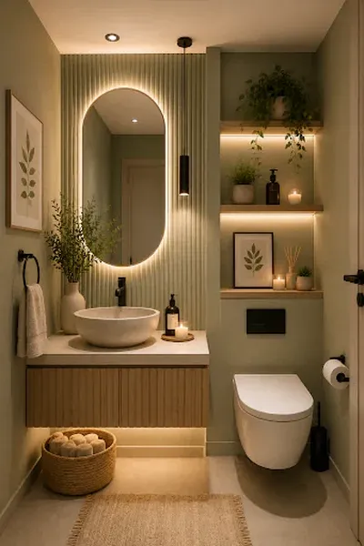 Mẫu Nhà Vệ Sinh Phong Cách Tropical Xanh Nhẹ Nhàng, Tinh Tế