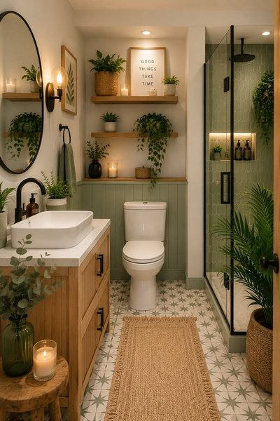 Mẫu Nhà Vệ Sinh Phong Cách Tropical Xanh Mát Gần Gũi Thiên Nhiên