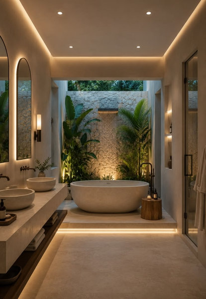 Mẫu Nhà Vệ Sinh Phong Cách Tropical Kết Hợp Tối Giản Đầy Thư Giãn