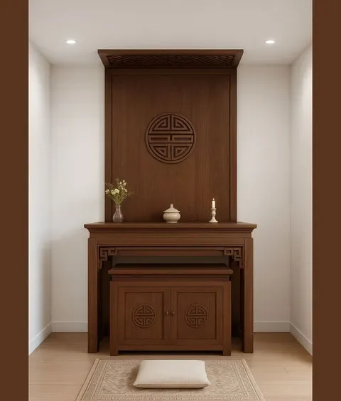 Mẫu phòng thờ tối giản hiện đại