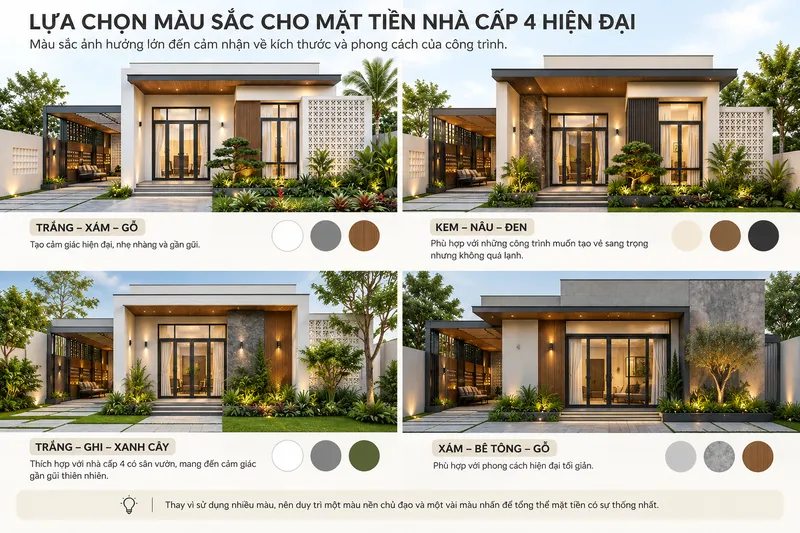 Màu sắc mặt tiền nhà cấp 4 hiện đại