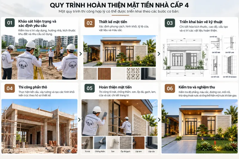 Quy trình hoàn thiện mặt tiền nhà cấp 4