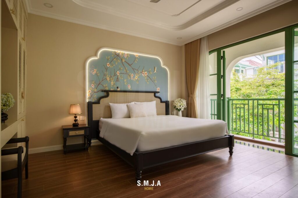 Phòng ngủ master biệt thự Sun Tropical Village Phú Quốc – ảnh thực tế SMJA